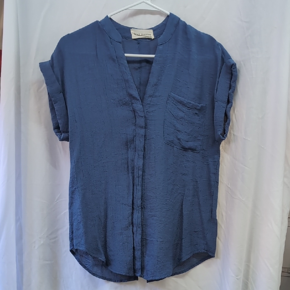 Elegant Blue Button Down Shirt May Berries Medium
